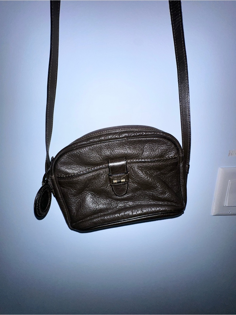 Compact Brown Leather Crossbody Bag